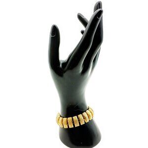 Vintage Frosted Panel Bracelet with Shimmer Gold Diamond Dust, Elegant Puffy